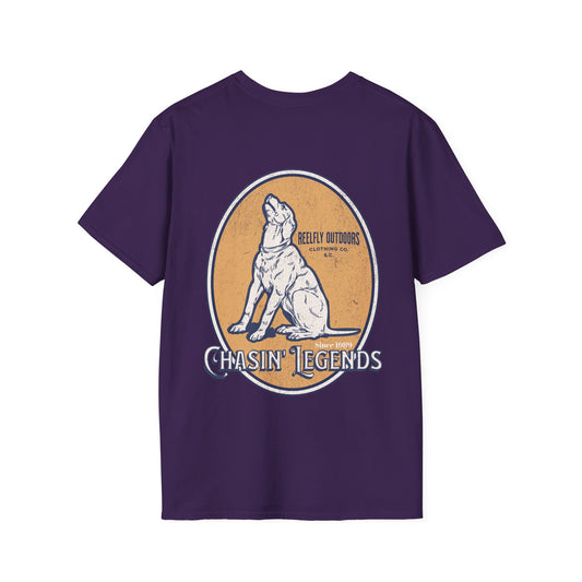 Back view of the Reelfly Outdoors Chasin Legends T-Shirt in the color Purple.