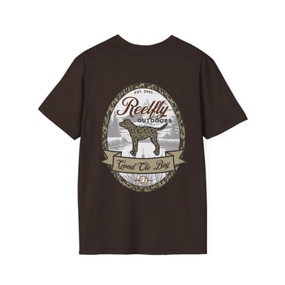 Back view of the Reelfly Outdoors Good Ole Boy T-Shirt in the color Dark Chocolate.