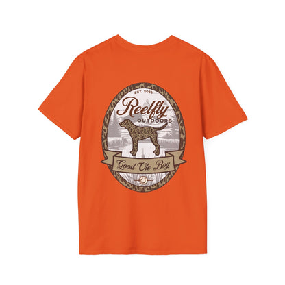 Back view of the Reelfly Outdoors Good Ole Boy T-Shirt in the color Orange.