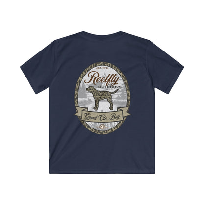 Back view of the Reelfly Outdoors Good Ole Boy Youth T-Shirt in the color Navy.