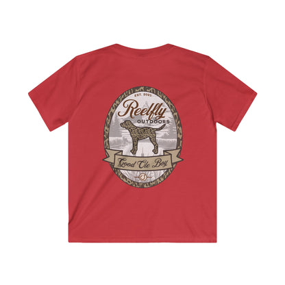 Back view of the Reelfly Outdoors Good Ole Boy Youth T-Shirt in the color Red.