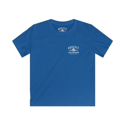 Front view of the Reelfly Outdoors Good Ole Boy Youth T-Shirt in the color Royal.