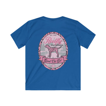 Back view of the Reelfly Outdoors Good Ole Girl Youth T-Shirt in the color Royal.