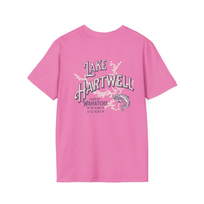 Back view of the Reelfly Outdoors Lake Hartwell T-Shirt in the color Azalea.