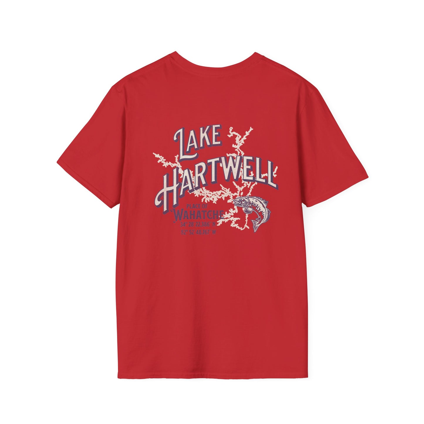 Back view of the Reelfly Outdoors Lake Hartwell T-Shirt in the color Red.