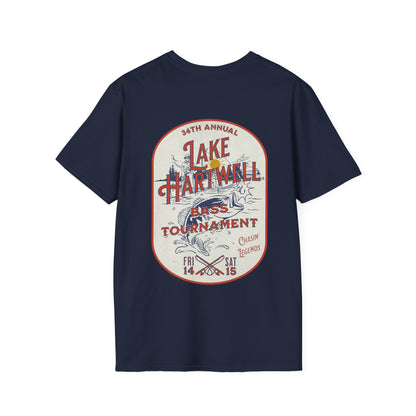 Back view of the Reelfly Outdoors Lake Hartwell Bass Tournament T-Shirt in the color Navy.