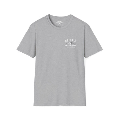 Front view of the Reelfly Outdoors Lake Hartwell T-Shirt in the color Sport Grey.