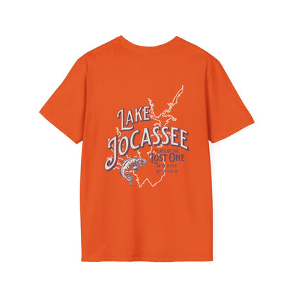 Back view of the Reelfly Outdoors Lake Jocassee T-Shirt in the color Orange.