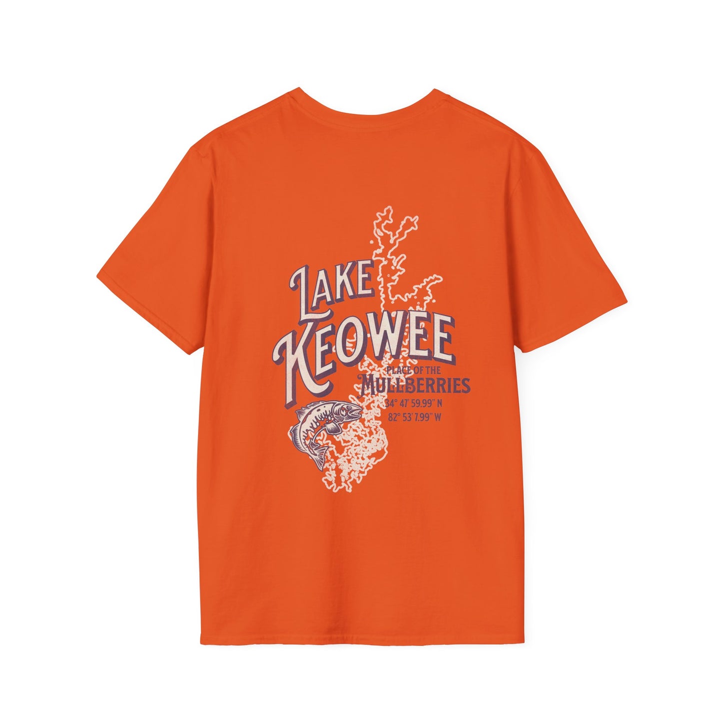 Back view of the Reelfly Outdoors Lake Keowee T-Shirt in the color Orange.