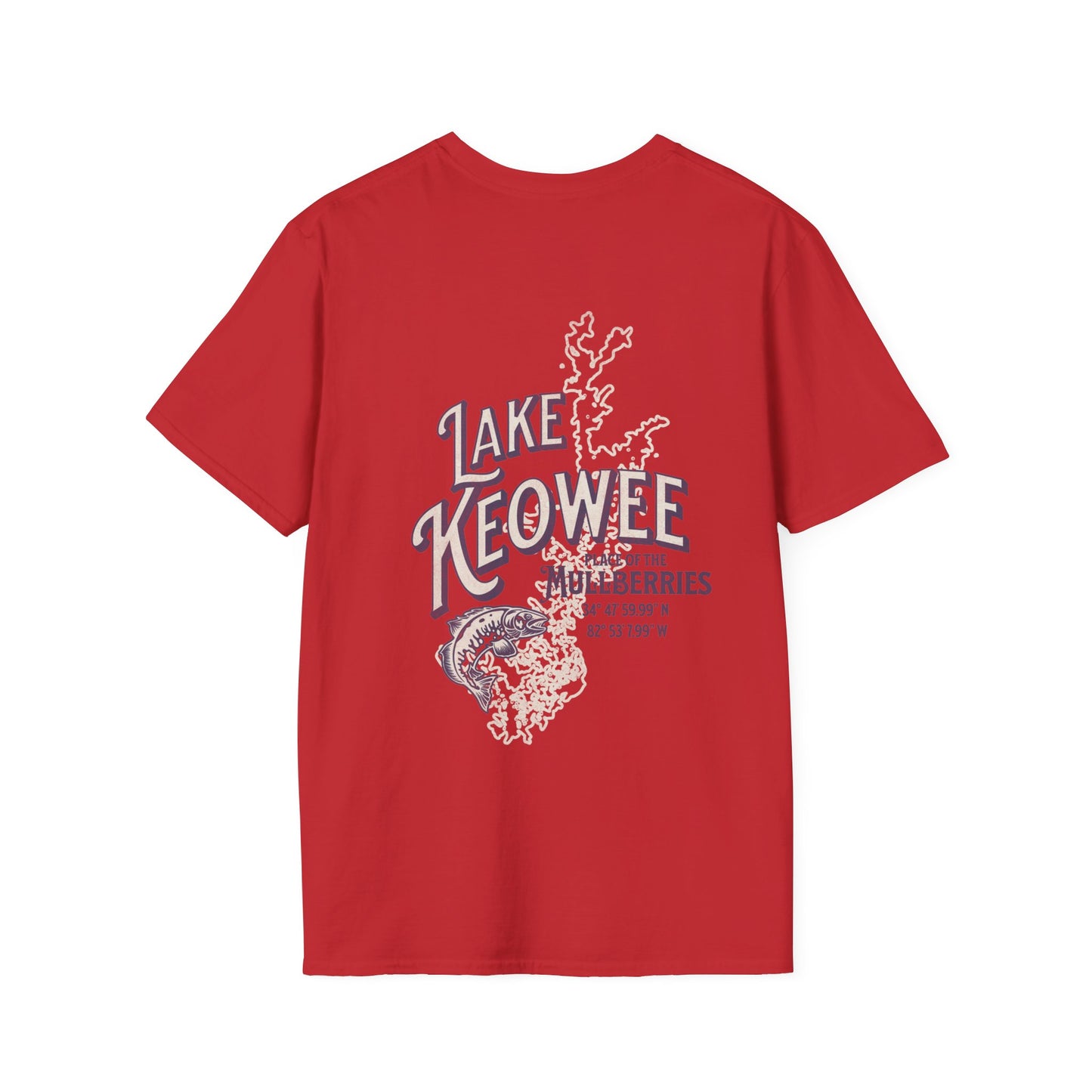 Back view of the Reelfly Outdoors Lake Keowee T-Shirt in the color Red.